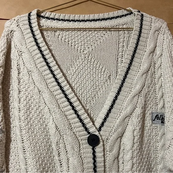 Taylor Swift | Folklore Cardigan Sweater Stars Cable Knit Button Front Size M/L - Picture 3 of 12